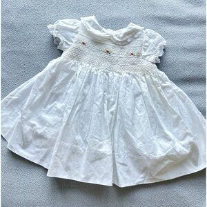 Vintage Smocked Dress 3-6 Months Baby Luxuries Cotton Back Buttons Rosebud Lined
